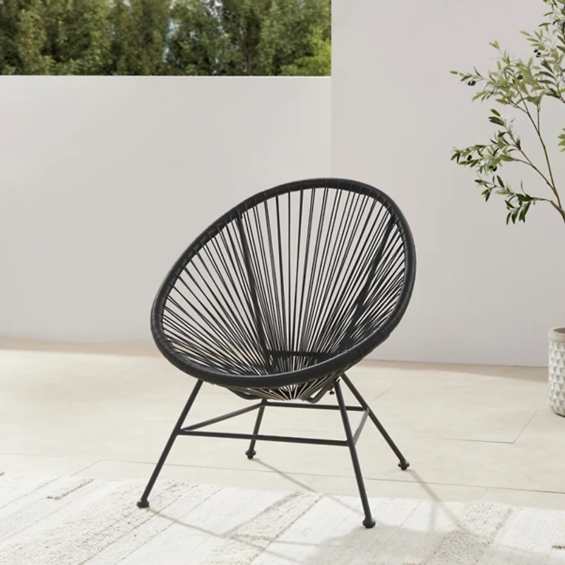 Black Metal Wicker Outdoor Chair