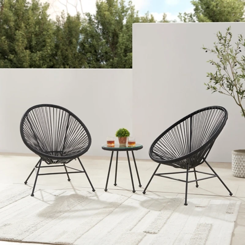 Black Metal Wicker Outdoor Chair