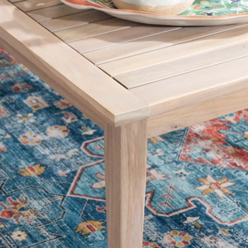 Square Natural Wood Slatted Outdoor Coffee Table