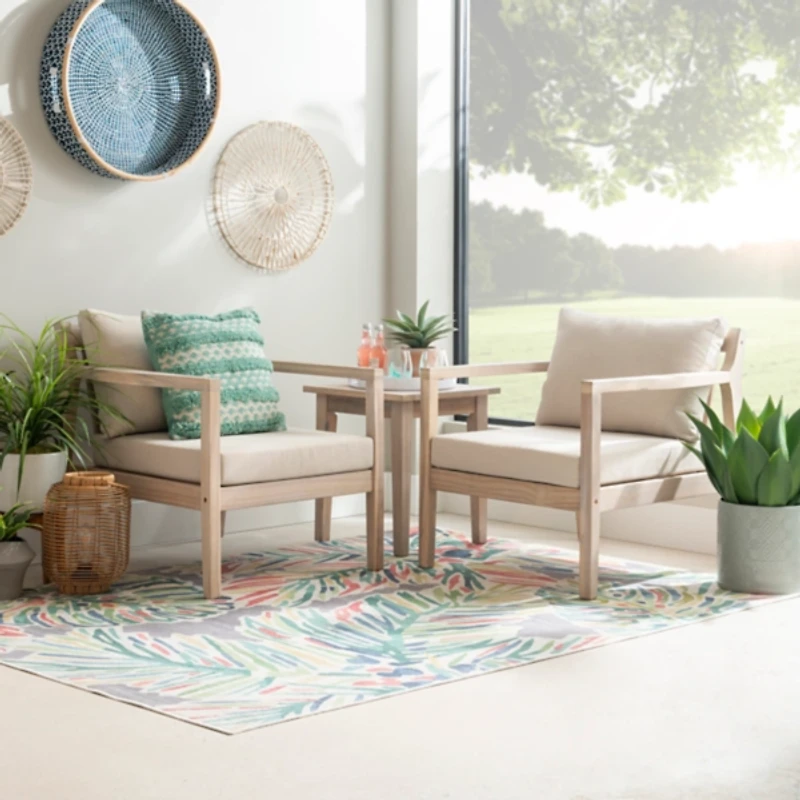 Natural Acacia Wood 2-pc. Outdoor Accent Chair Set