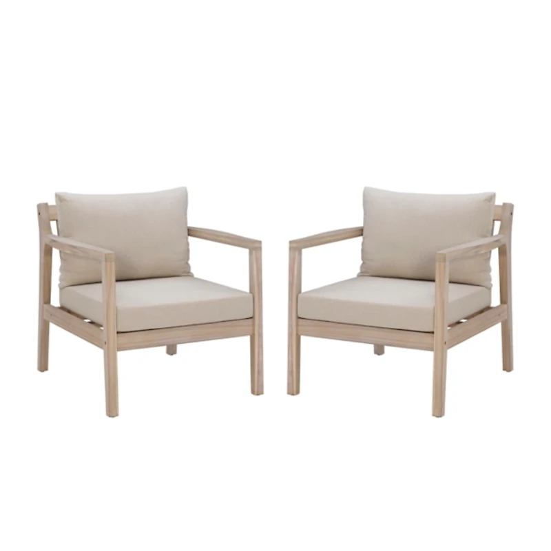 Natural Acacia Wood 2-pc. Outdoor Accent Chair Set