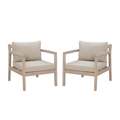 Natural Acacia Wood 2-pc. Outdoor Accent Chair Set