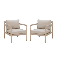 Natural Acacia Wood 2-pc. Outdoor Accent Chair Set