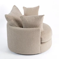 Round Sand Boucle Swivel Accent Chair