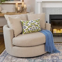 Round Sand Boucle Swivel Accent Chair