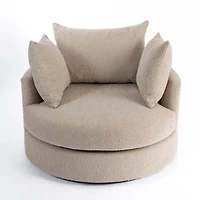 Round Sand Boucle Swivel Accent Chair