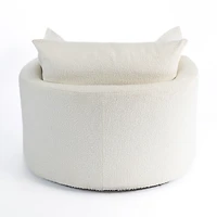 Round Cream Boucle Swivel Accent Chair