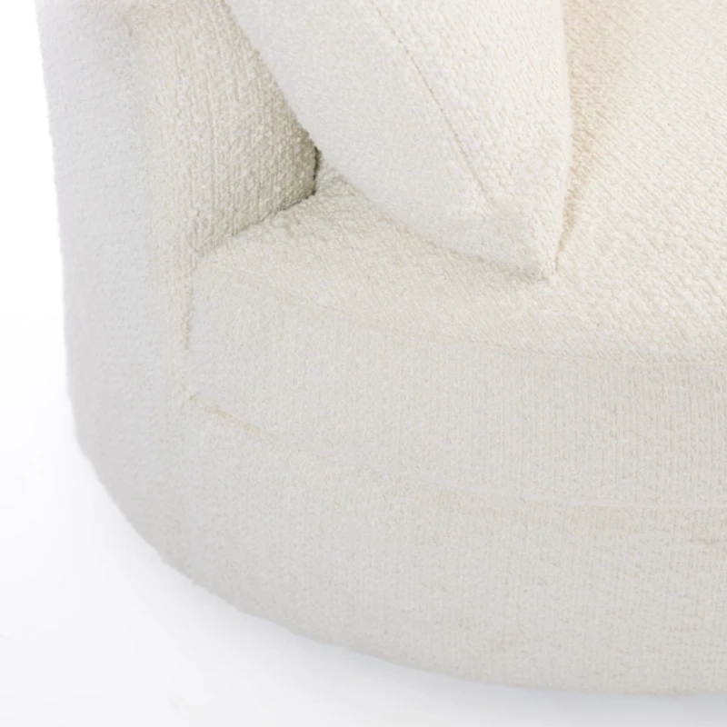 Round Cream Boucle Swivel Accent Chair