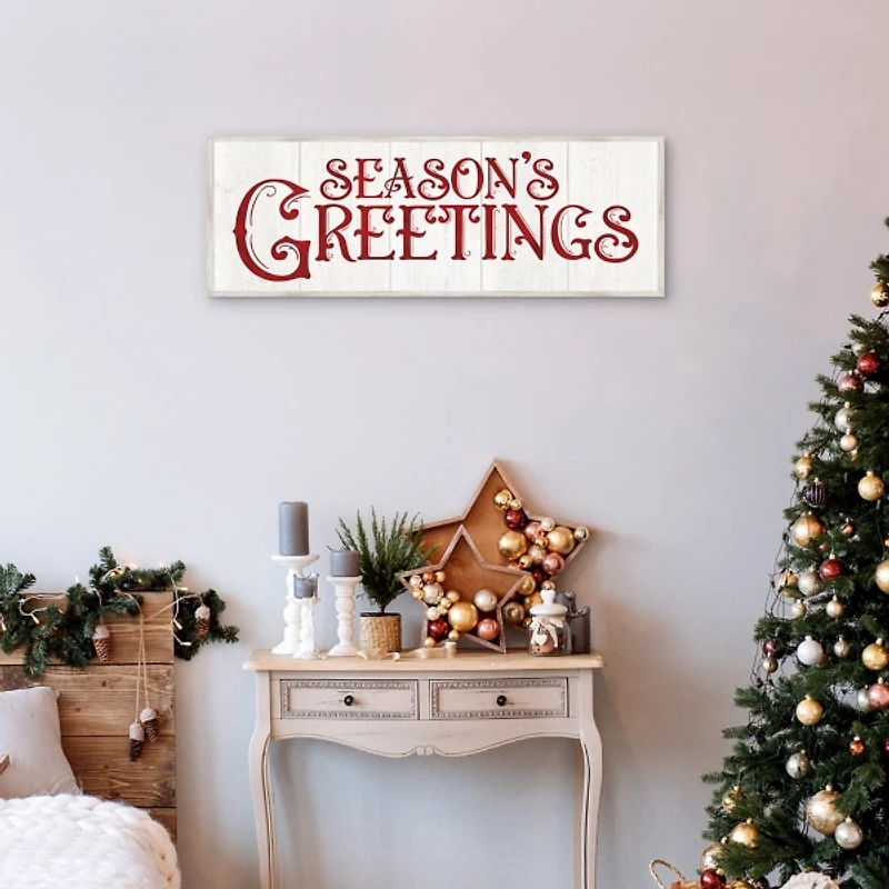 Season's Greetings Rustic Framed Canvas Art Print