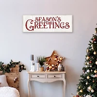 Season's Greetings Rustic Framed Canvas Art Print