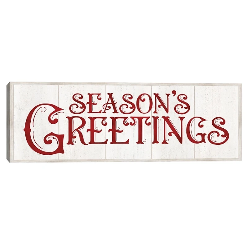 Season's Greetings Rustic Framed Canvas Art Print