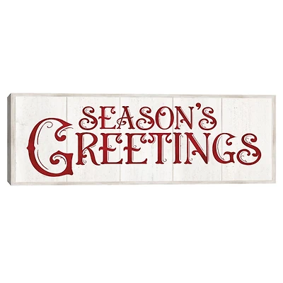 Season's Greetings Rustic Framed Canvas Art Print