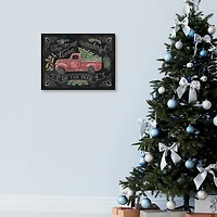 Christmas Chalkboard Truck Framed Canvas Art Print