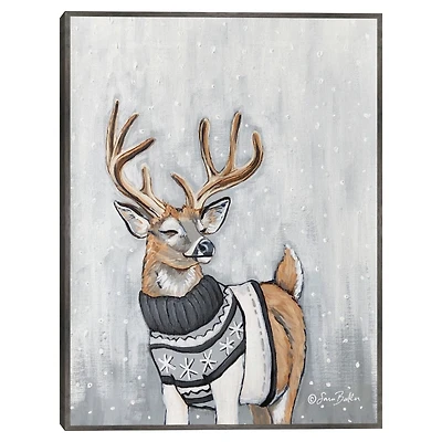 Reindeer in a Sweater Framed Canvas Art Print