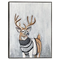 Reindeer in a Sweater Framed Canvas Art Print