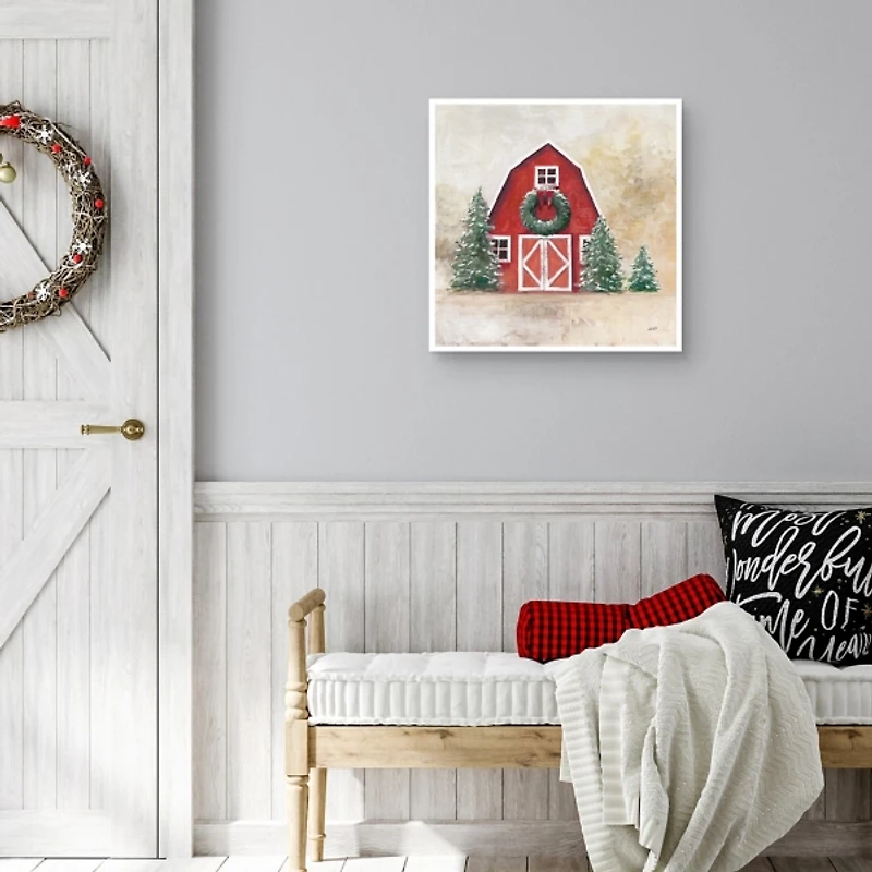 Merry Red Barn Framed Canvas Art Print