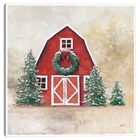 Merry Red Barn Framed Canvas Art Print