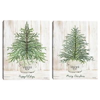 Happy Holidays Merry Christmas Trees 2-pc. Art Set
