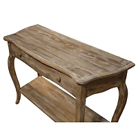 Rustic Brown Wood Curved Console Table
