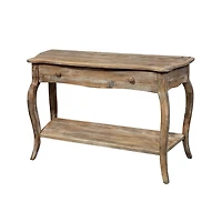 Rustic Brown Wood Curved Console Table