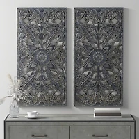 Navy Madison Park Floral Wall Plaques, Set of 2