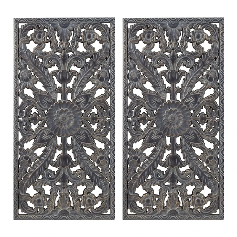 Navy Madison Park Floral Wall Plaques, Set of 2
