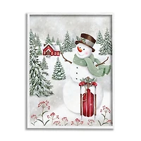 Sledding Snowman Framed Art Print