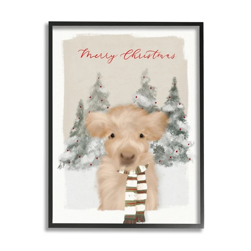 Merry Christmas Baby Cow Wall Plaque