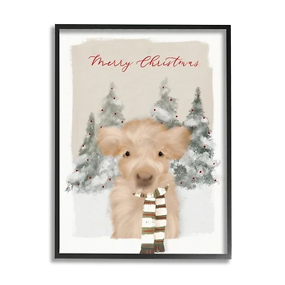 Merry Christmas Baby Cow Wall Plaque