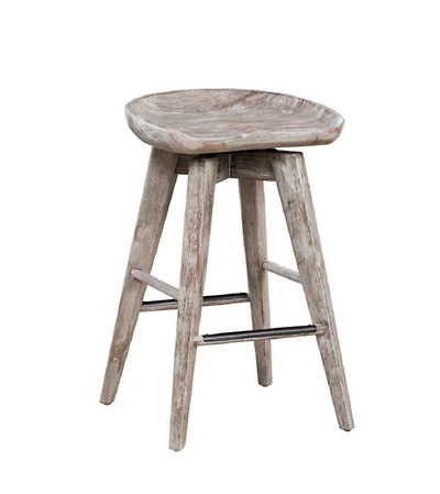Wirebrushed Barnwood Swivel Counter Stool