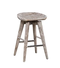 Wirebrushed Barnwood Swivel Counter Stool