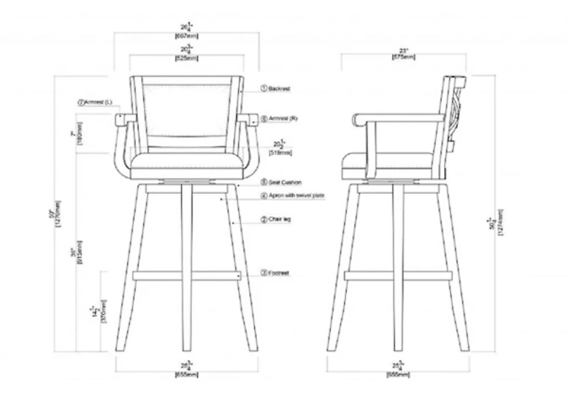 Brown Wood and Faux Leather Swivel Bar Stool