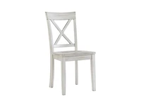 Antique Whitewashed Wood Dining Chairs, Set of 2