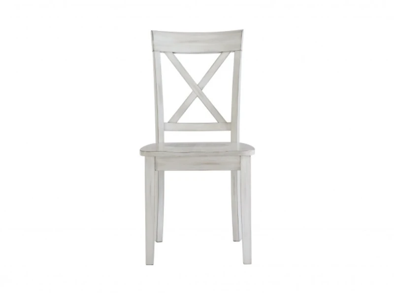 Antique Whitewashed Wood Dining Chairs, Set of 2