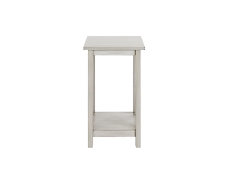 Antique Whitewashed Wood Rectangular Side Table