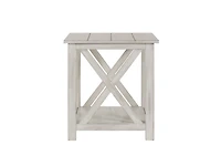 Antique Whitewashed Wood Rectangular Side Table