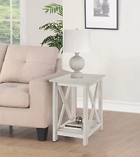 Antique Whitewashed Wood Rectangular Side Table