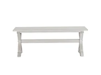 Antique Whitewashed Wood Dining Bench