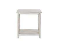Antique Whitewashed Wood Square Side Table