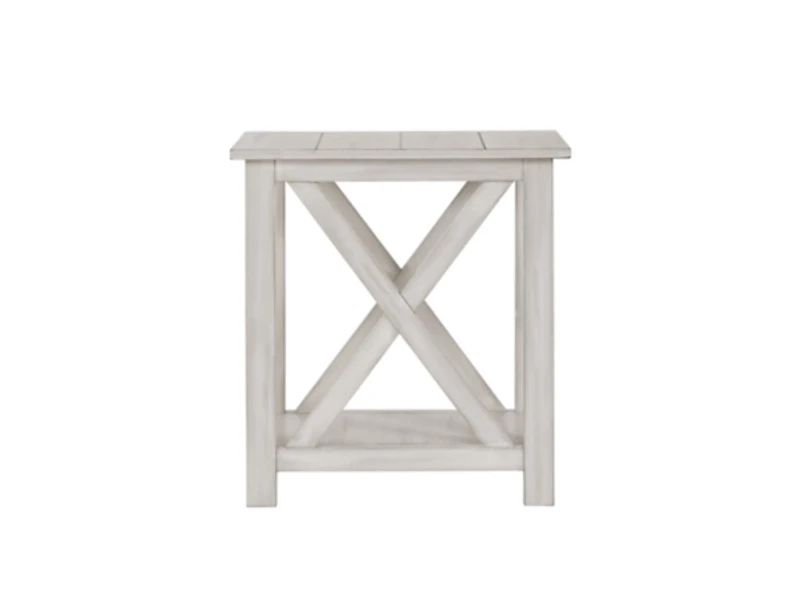 Antique Whitewashed Wood Square Side Table