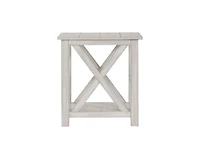 Antique Whitewashed Wood Square Side Table