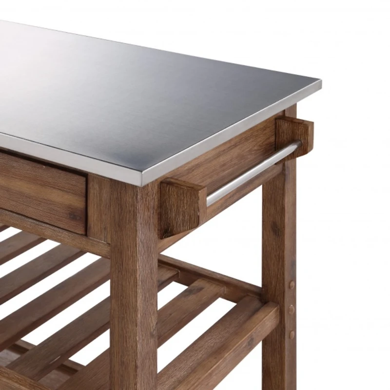 Barnwood Sonoma Stainless Steel Top Kitchen Cart