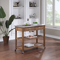 Barnwood Sonoma Stainless Steel Top Kitchen Cart