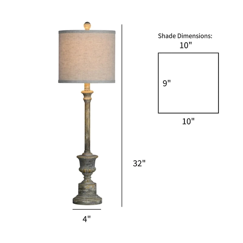 Gray Resin Painted Distressed Buffet Lamp