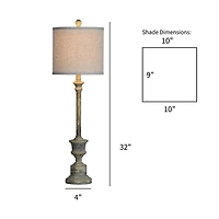 Gray Resin Painted Distressed Buffet Lamp