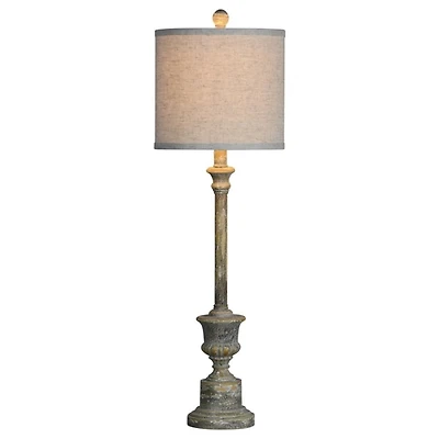 Gray Resin Painted Distressed Buffet Lamp