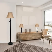 Simple Bronze Metal 3-pc. Floor and Table Lamp Set