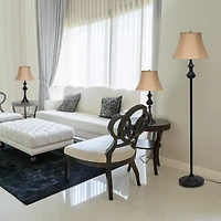 Simple Bronze Metal 3-pc. Floor and Table Lamp Set