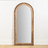 Natural Wood Beaded Arch Leaner Mirror