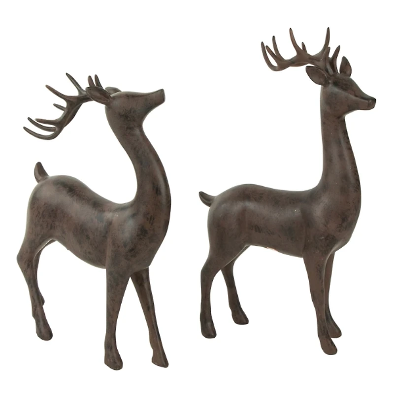 Brown Reindeer Figurines, Set of 2